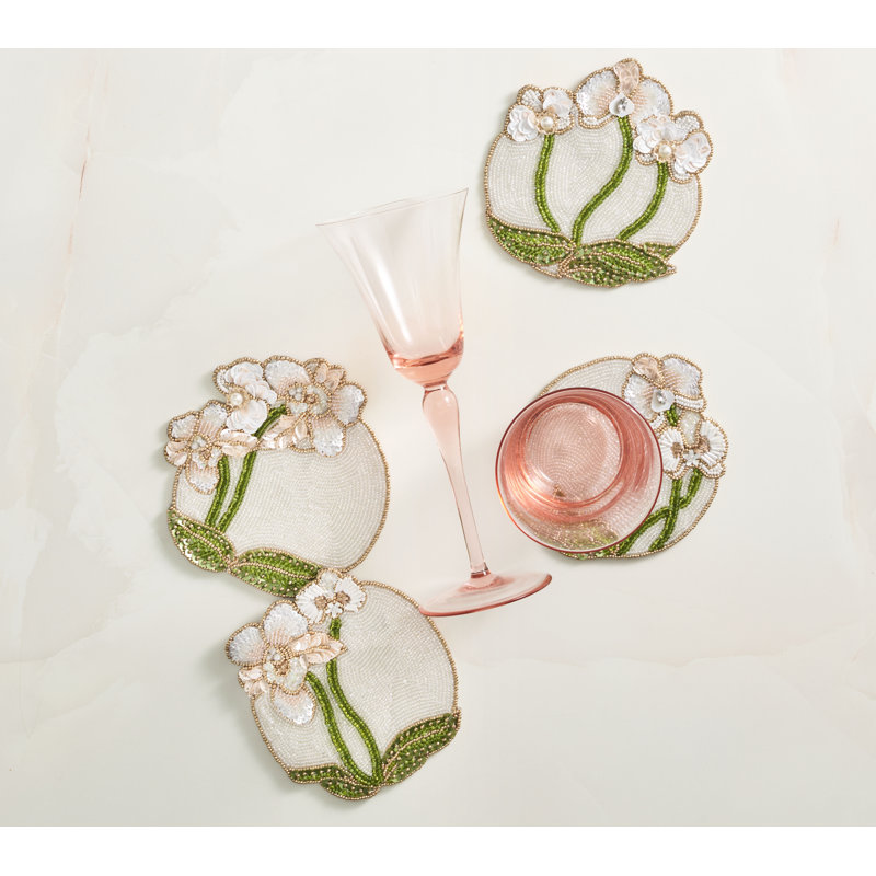 Orchid Coaster Set in a Gift Bag
