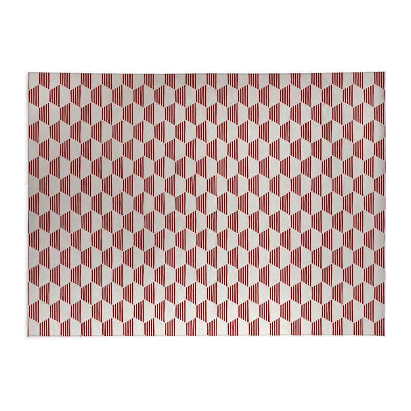 Tapis de cuisine Hexaline, Rectangulaire 3 pi x 5 pi, Rouge canneberge
