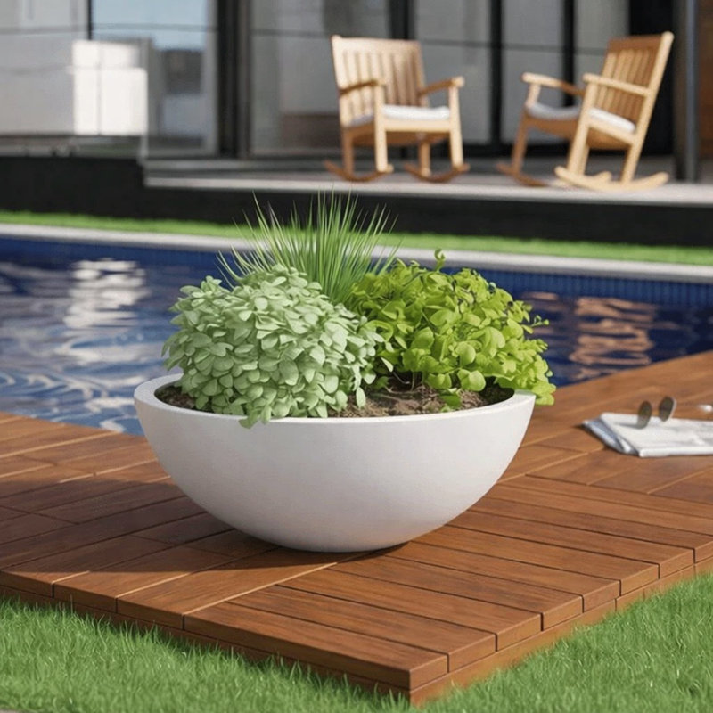 Grand pot à fleurs K22, H 7,5 po x l 22 po x P 22 po, Blanc