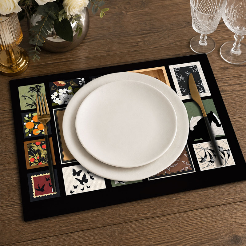 4-Piece Polyester Rectangle Dining Table Placemat