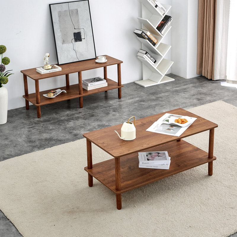 Coffee Table&Tv Stand Sets, Walnut Brown