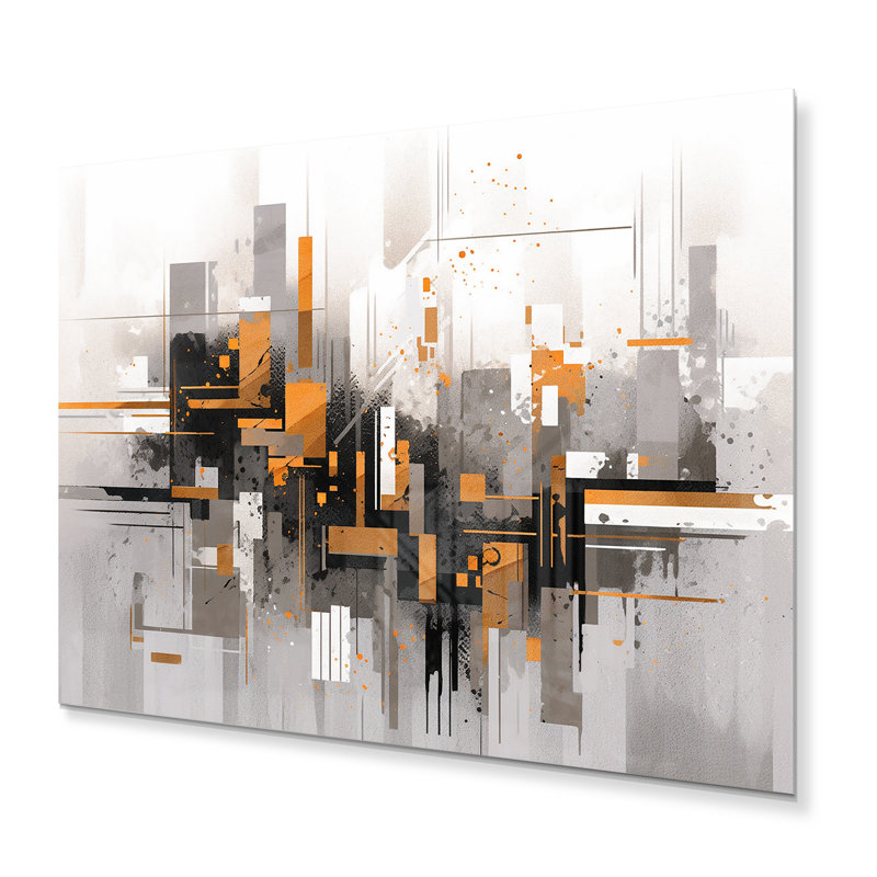 Rayures audacieuses orange et grises - impression sans cadre sur métal, H 12 po x l 20 po x P 1 po