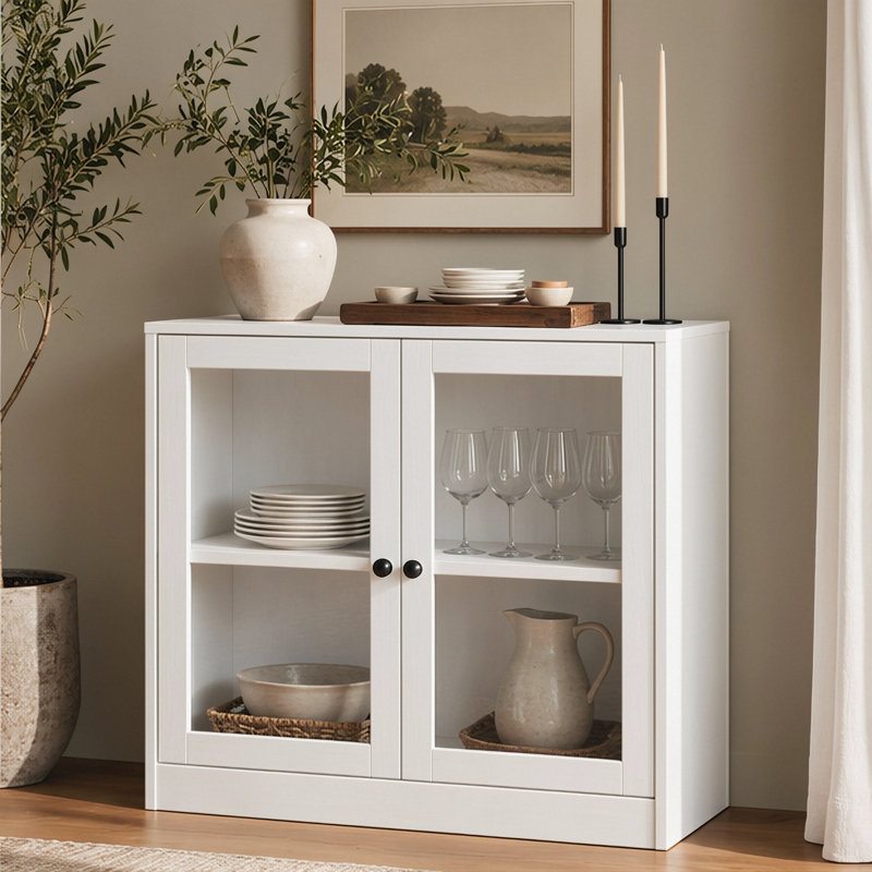 Marta 32"H 2-Door Accent Cabinet, White