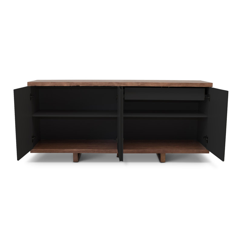 Modern Brazilian 71'' W Solid Wood Sideboard, Nogal/Black