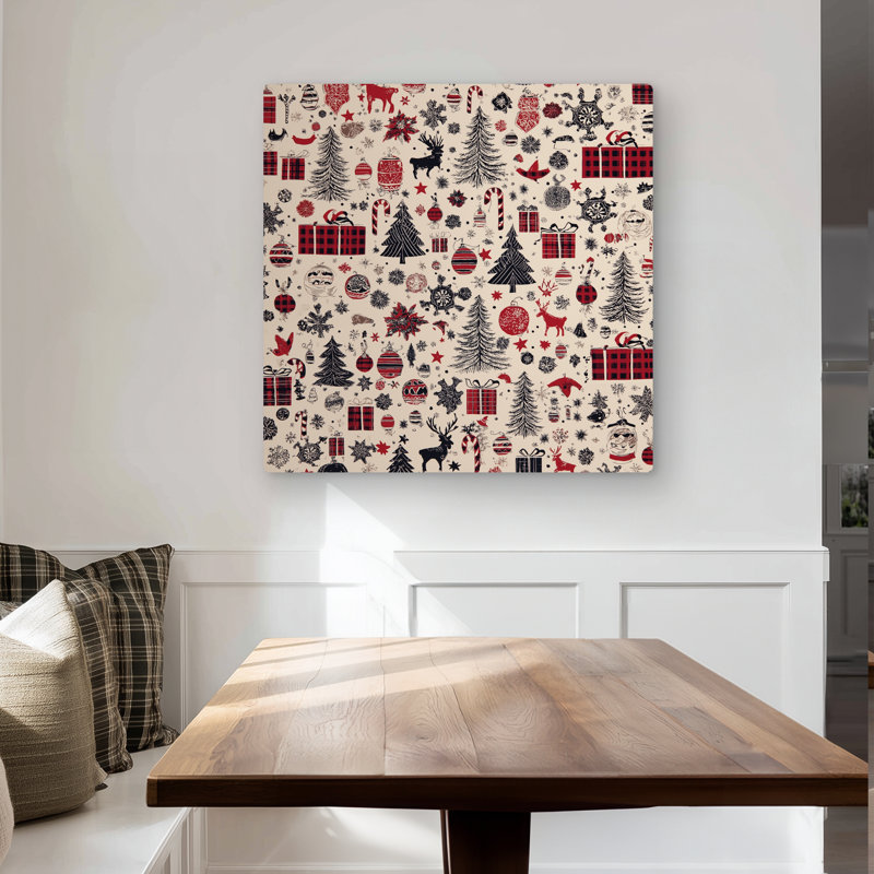 Christmas Gift Pattern - White Metal Print for Home Decor