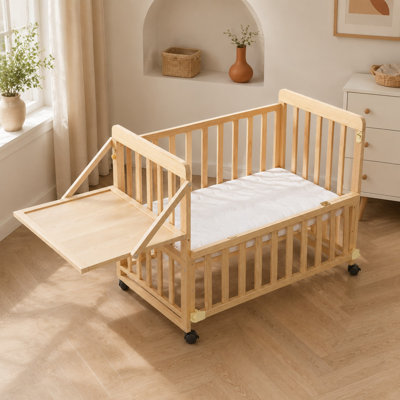 Berceau de chevet en bois massif avec matelas et table à langer