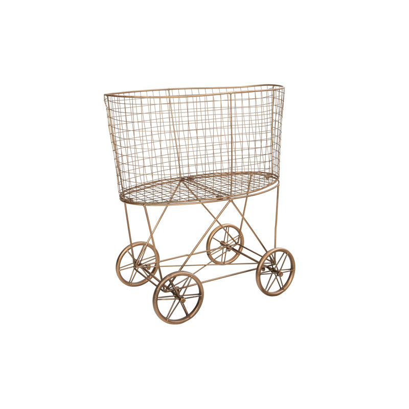 Metal Rolling Laundry Cart with Rack, Copper