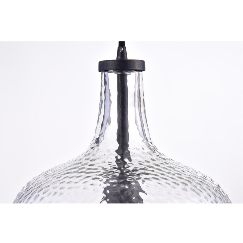 Luminaire suspendu 1 lumière à intensité variable de 9,5 po avec verre martelé Kettner , Transparent
