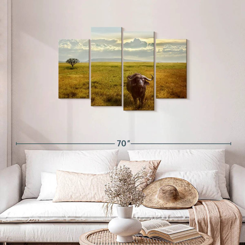 Buffle d'Afrique Brampt au Serengeti, H 27 po x l 43 po