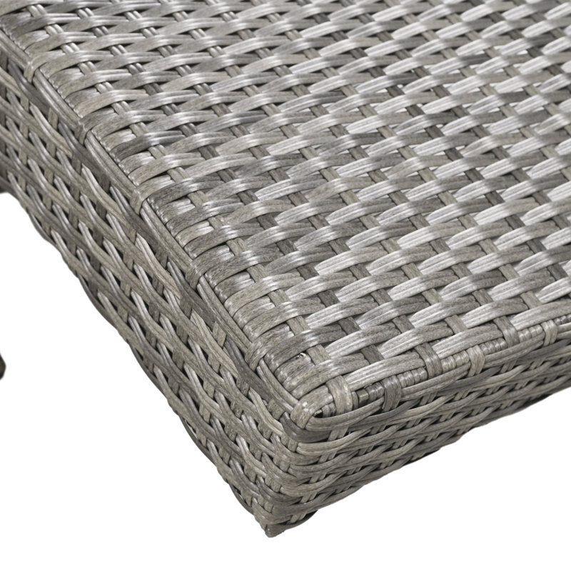 Set of 2 80'' Patio Rattan Chaise Lounge Recliners - Ergonomic Wave Design, Pull-out Side Table & Adjustable Backrest, Gray