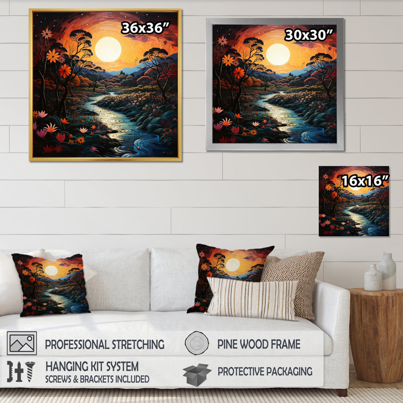 Indian Indian Paradise II - Imprimé, H 16 po x l 16 po x P 1 po, Cadre flottant blanc