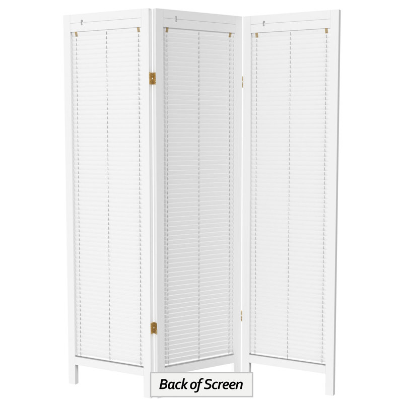 6 Ft. Tall Adjustable Shutter Room Divider White 3 Panel, White, 3