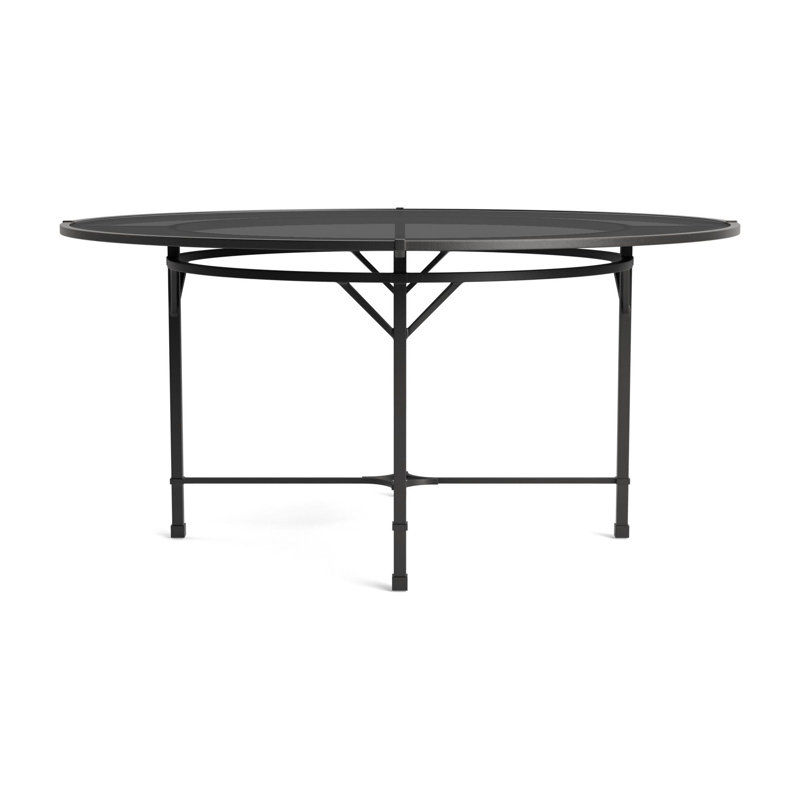 Venetian Outdoor Round Dining Table, Textured Pewter, 60" D