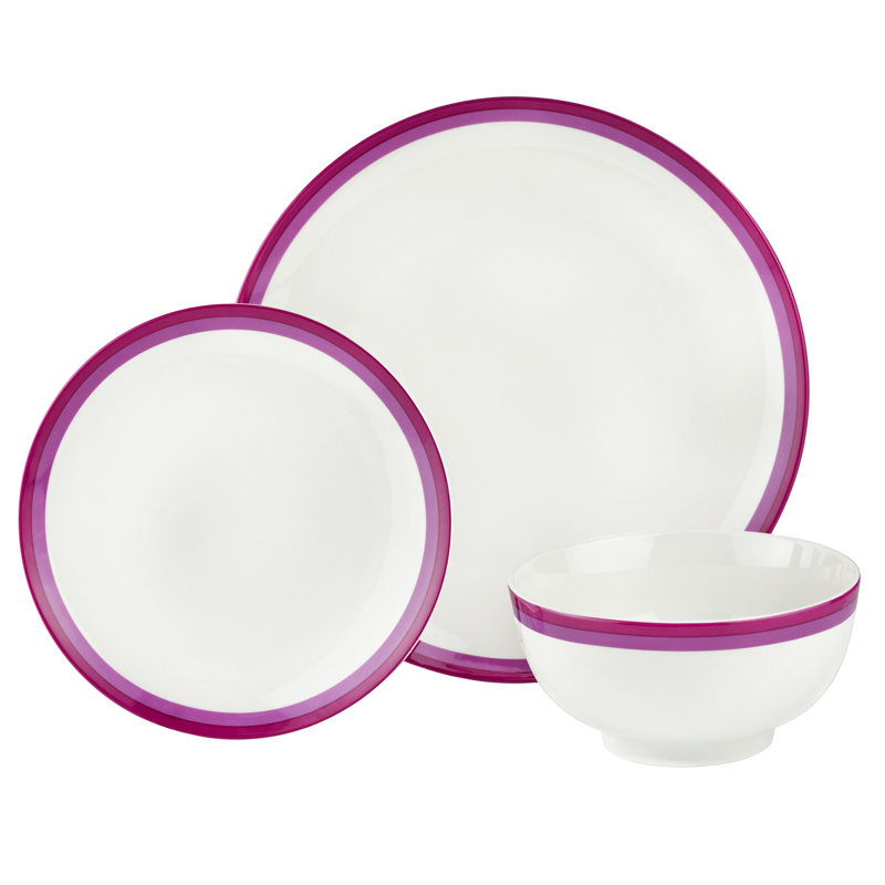 Amelia 12 Piece Porcelain Dinnerware Set, Purple