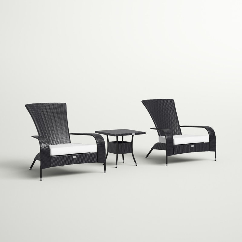 Freda 2 - Person Patio Conversation Set with Cushions, Black