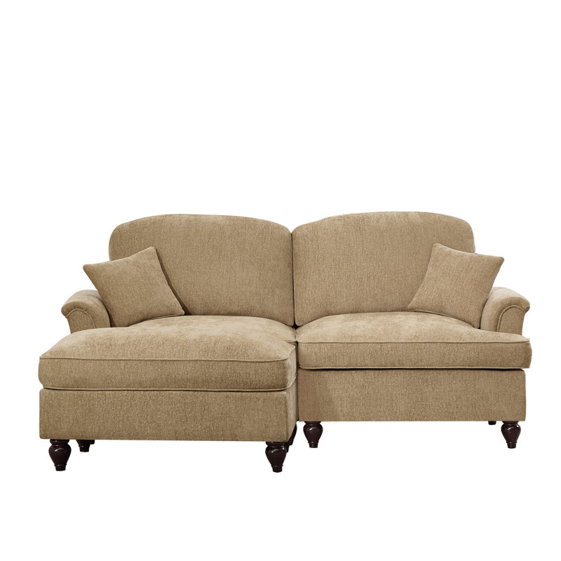 Elegant Mid Century Large Modular L Shaped Sofa, Light Coffee Chenille