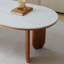Table basse ovale en bois manufacturé blanc massif-1559770197