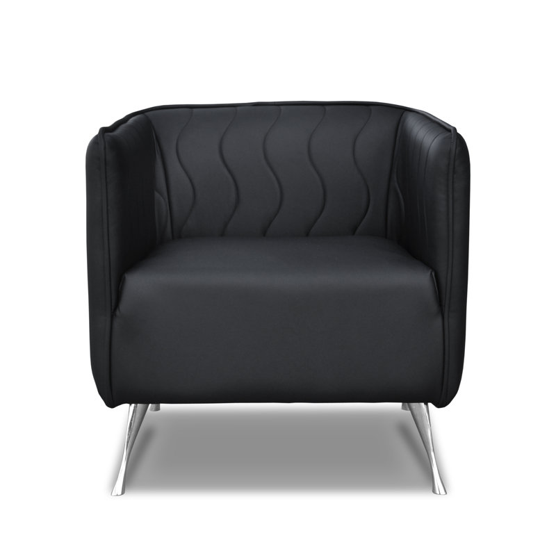 Molena Faux Leather Barrel Chair, Black