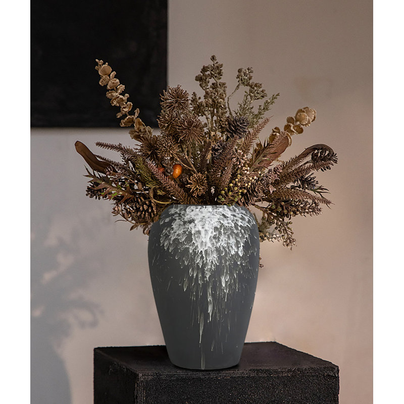Vintage Vase, Farmhouse Vase For Home Decor, Black/White