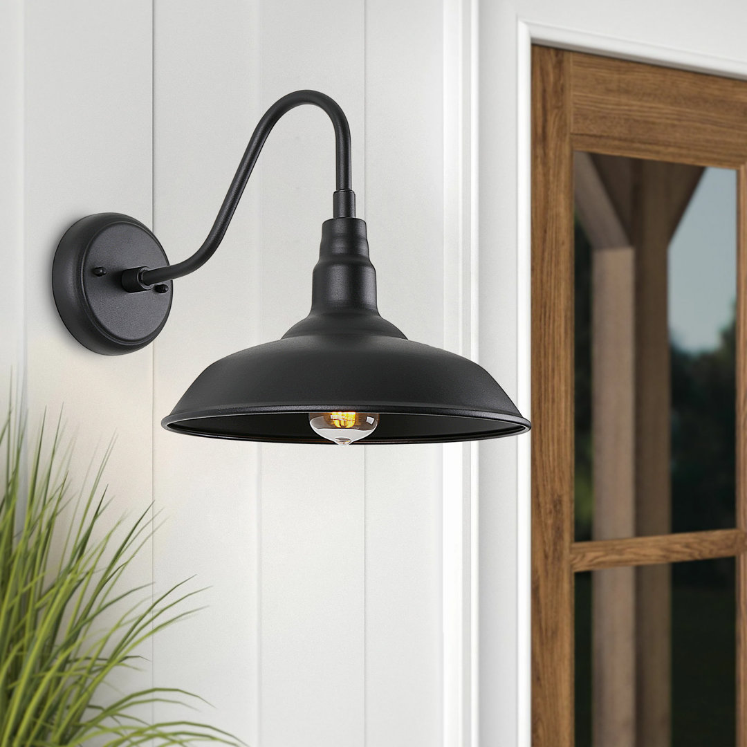 Outdoor Gooseneck Lights for Farmhouse, Matte Black Exterior Barn Light with Wall Mount for Porch Longshore Tides 