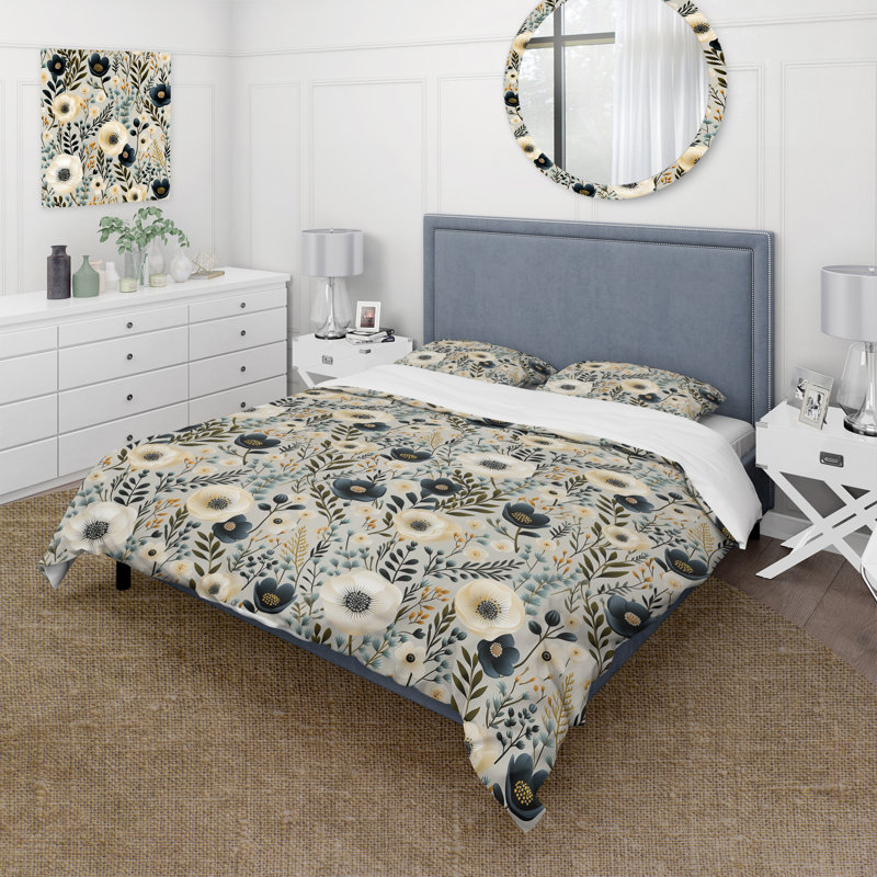 Ensemble de housse de couette Minimalist Boho Chic Floral, Housse de couette pour très grand lit et 2 très