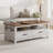 47.24" Farmhouse Coffee Table with Drawers, Rustic Coffee Table Wood Center Table-1694213405