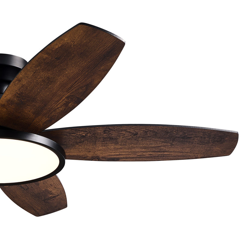 Ventilateur de plafond encastré avec lumière DEL et télécommande, Noir mat avec pales noir mat / brun, 42"
