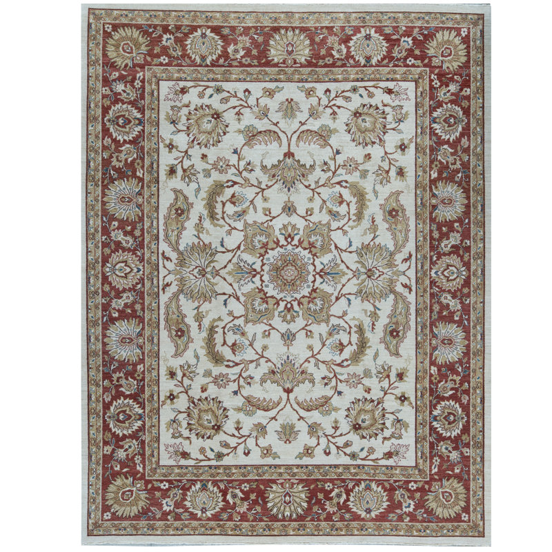 Tapis ivoire et rouge noué à la main de haute qualité Sultanabad