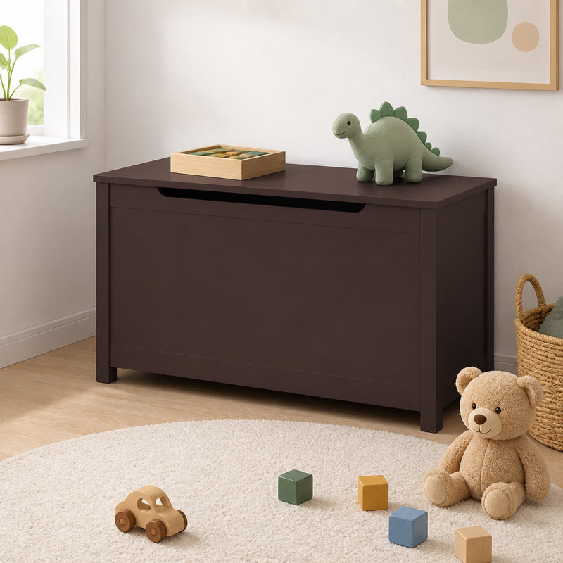 Coffre de rangement pour jouets Coffee Kids avec couvercle à charnière de sécurité