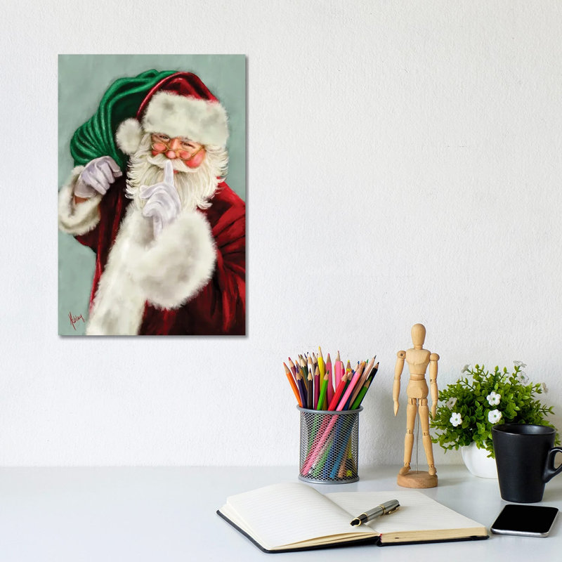 «Shush Santa», reproduction d'art sur toile tendue