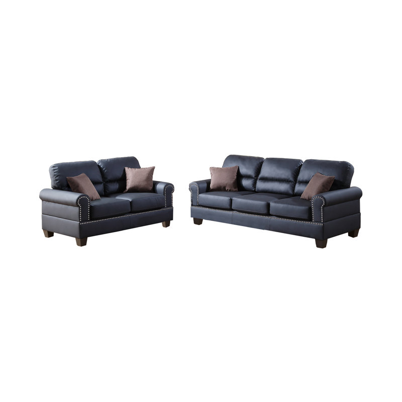 2 - Piece Faux Leather Living Room Set, Black
