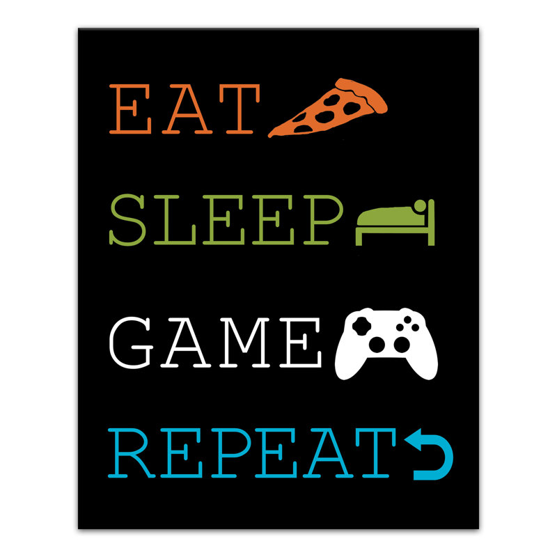 « manger sleep game », reproduction d’art sur toile Benton, H 20 po x l 16 po x P 1,25 po