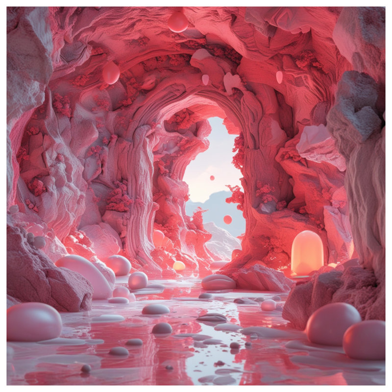 Pink Surreal Cave Comforter, Twin Extra Long
