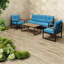 Tables de patio durables, table basse moderne en acier aspect bois pour terrasse