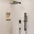 10" Pressure-Balanced Rain Shower System with Adjustable Slide Bar Handheld Shower and Rough-In Valve-89090873