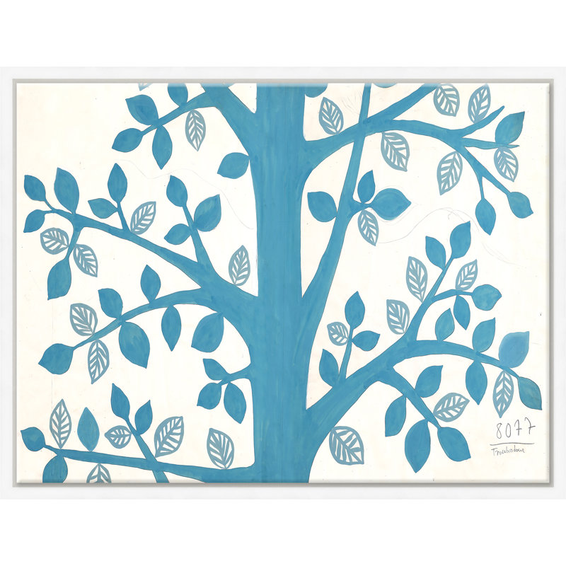 «Blue Tree (Var. 1)» par Paule Marrot - peinture à cadre flottant