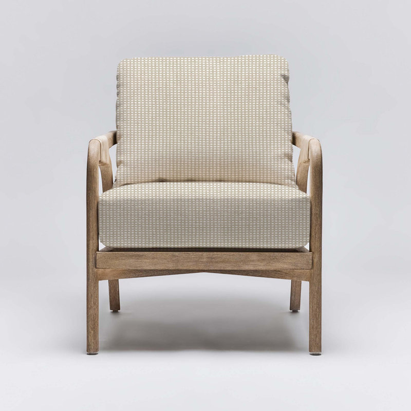 Delray Upholstered Armchair, White Ceruse, Natural Cream Weave