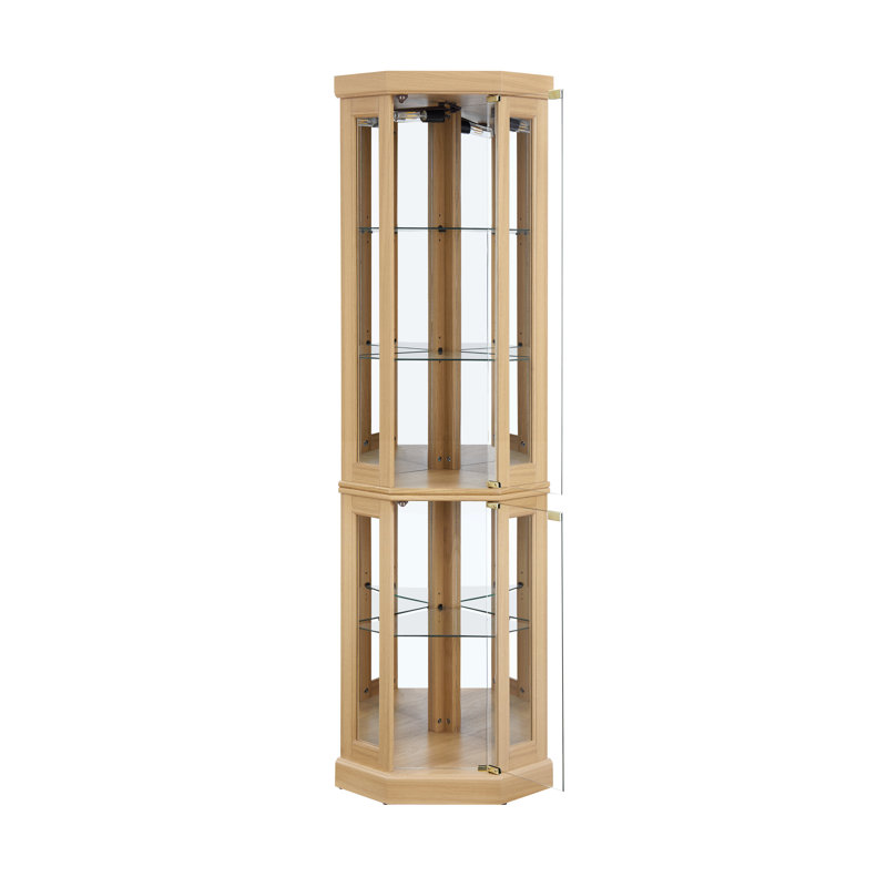 Corner Lighted Curio Cabinet Corner Glass Cabinet Lighted Curio Cabinet Corner Display Case For Living Room, Curio Cabinet, Antique Collection, Wine,Bar Glass Storage Light Included