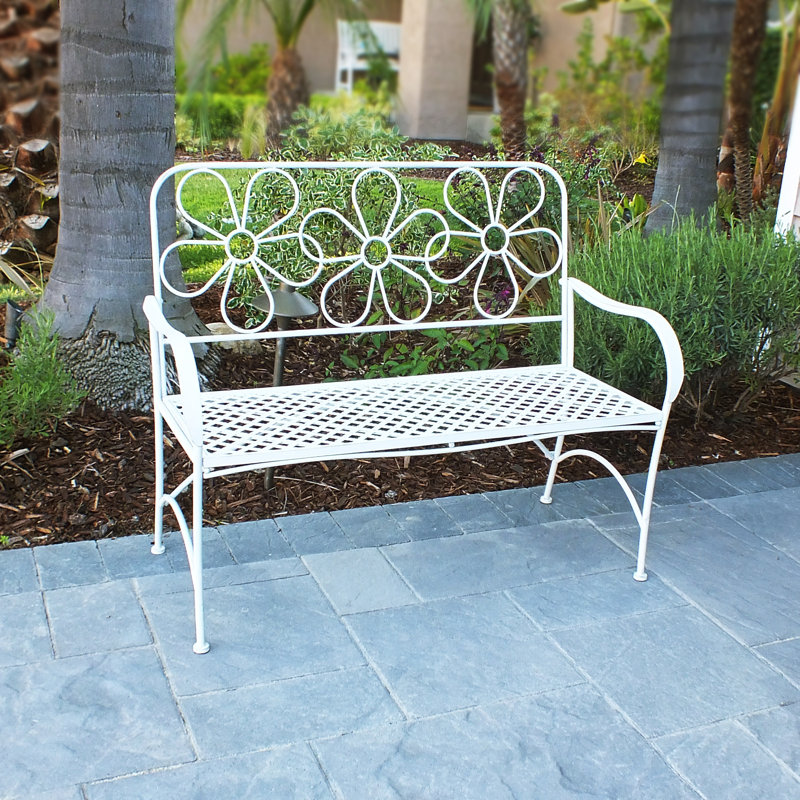 Iron Outdoor Bench, White
