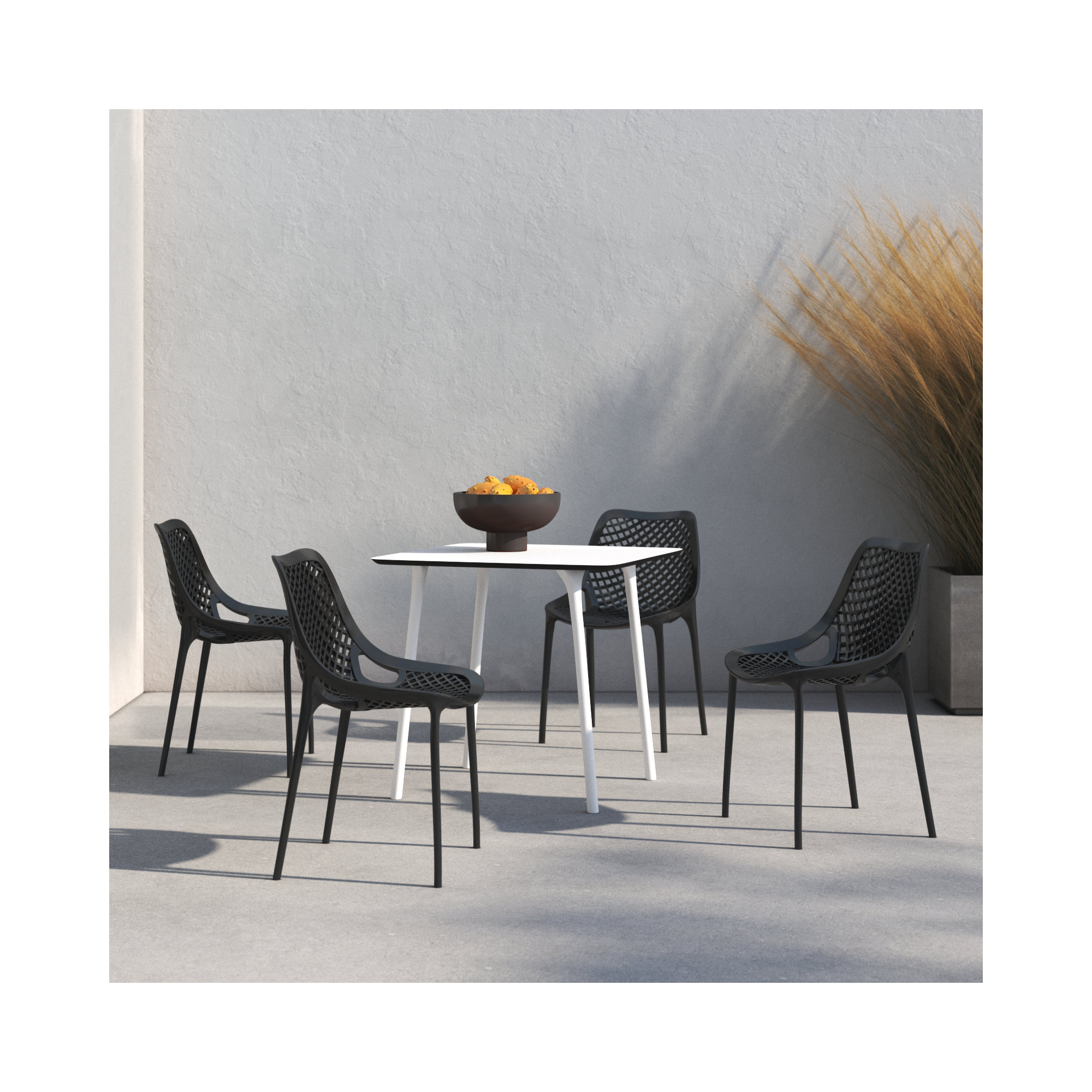 Farrah 4 - Person Patio Dining Set with Square Table, White/Black