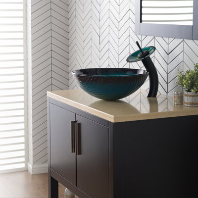 Ensemble de lavabo vasque de salle de bain Kraus Nei et robinet cascade avec bonde escamotable