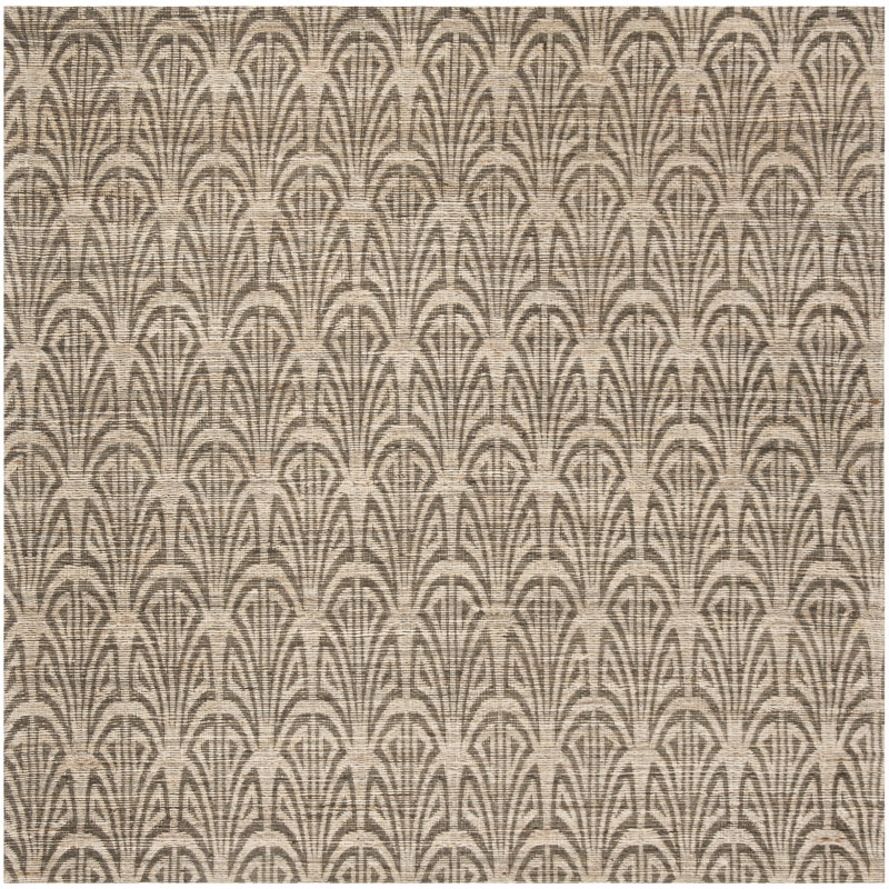 Tapis en chanvre / coton tissé à la main beige clair / gris Laumer, Carré 6 pi