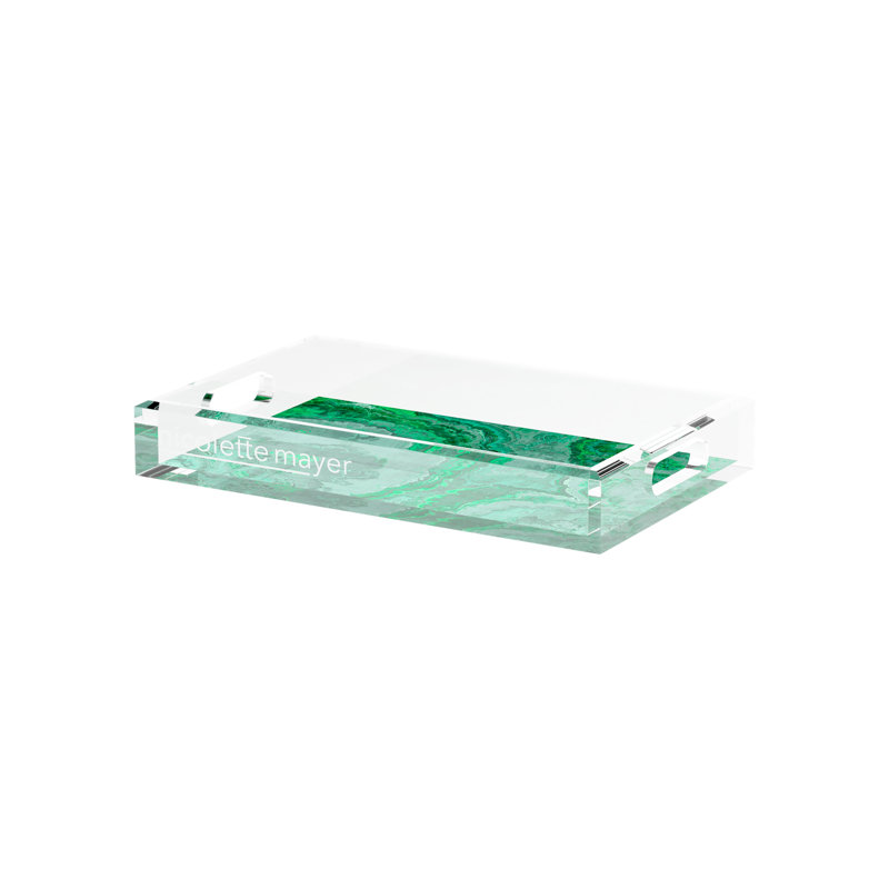 Agate Malachite Acrylic Rectangle Decorative Tray, 12.5"W x 7.75"D x 2"H