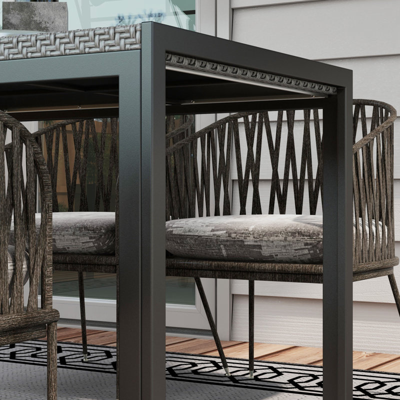 Raydell Rectangular Polyethylene (PE) Wicker Outdoor Dining Table