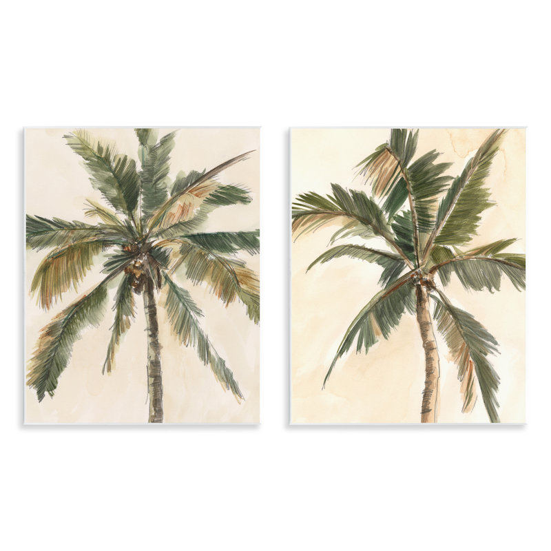 «Majestic Towering Palms», ensemble de 2 plaques murales par Ethan Harper