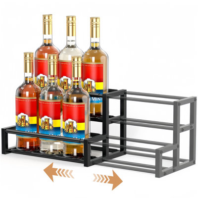 Expandable Coffee Syrup Organizer, Syrup Stand, Heavy Duty Syrup Rack Enlarged 6-12 Bottles for Coffee Bar Accessories, Width Adjustable Space-Saving Storage Coffee Rack for Syrup, Wine