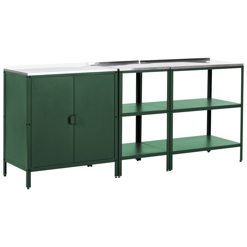 3 Piece Outdoor Kitchen Set VILAMA Metal Green