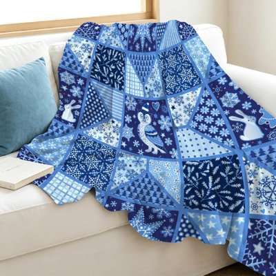 Jeté en molleton bleu ultra doux