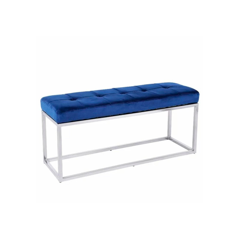 Banc avec revêtement, Velours bleu
