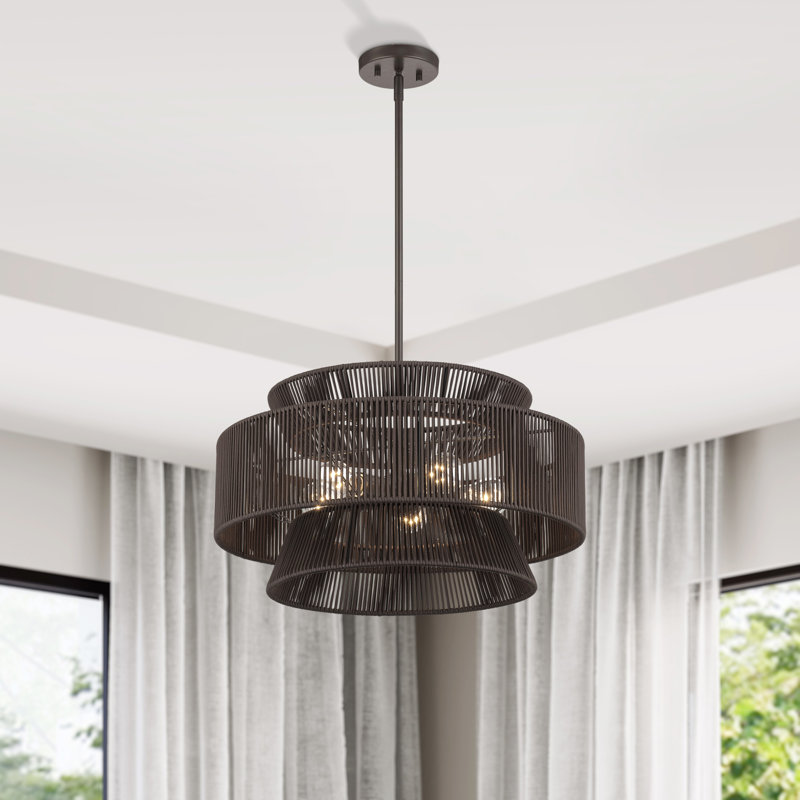 Lustre suspendu 5 lumières Aurea, Brun, Bronze, 4